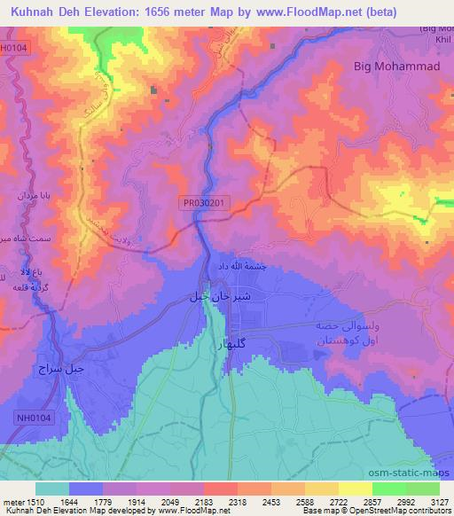 Kuhnah Deh,Afghanistan Elevation Map