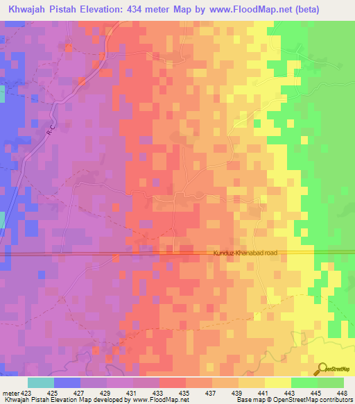 Khwajah Pistah,Afghanistan Elevation Map