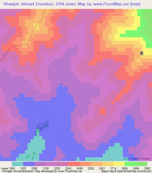 Khwajah Ahmad,Afghanistan Elevation Map