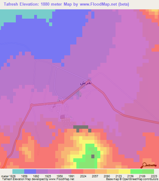Tafresh,Iran Elevation Map