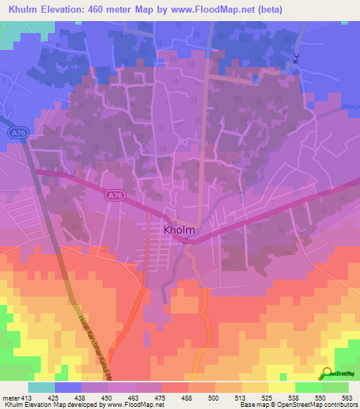 Khulm,Afghanistan Elevation Map