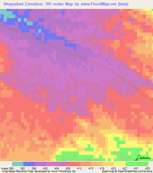 Khayrabad,Afghanistan Elevation Map