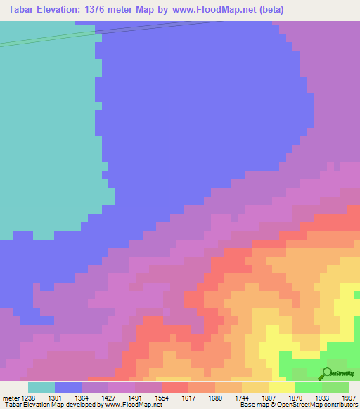 Tabar,Iran Elevation Map