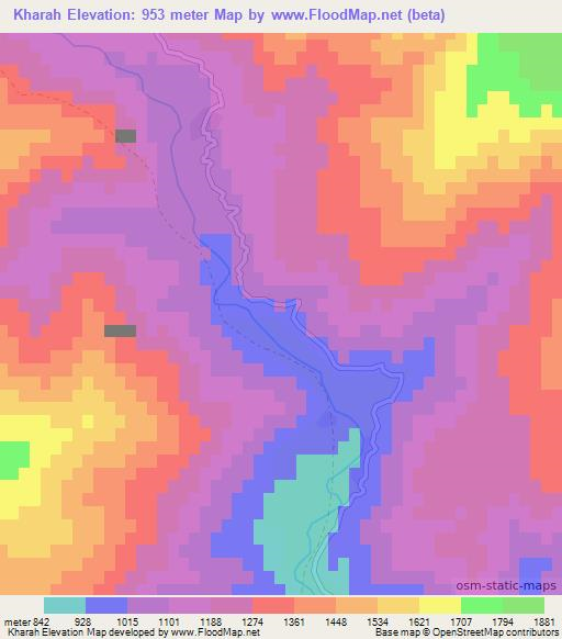 Kharah,Afghanistan Elevation Map
