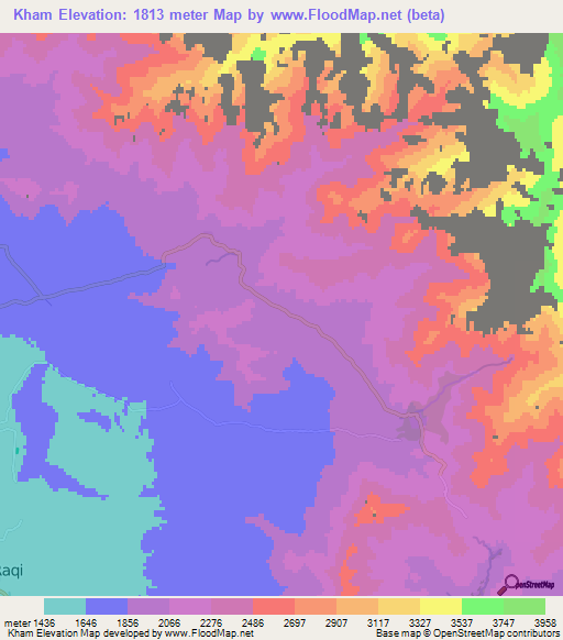 Kham,Afghanistan Elevation Map