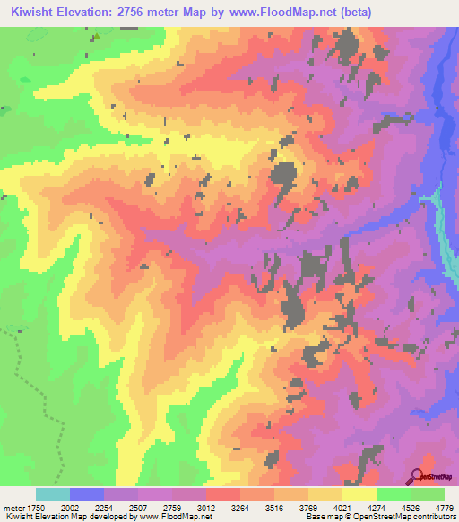 Kiwisht,Afghanistan Elevation Map
