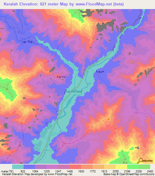 Keralah,Afghanistan Elevation Map