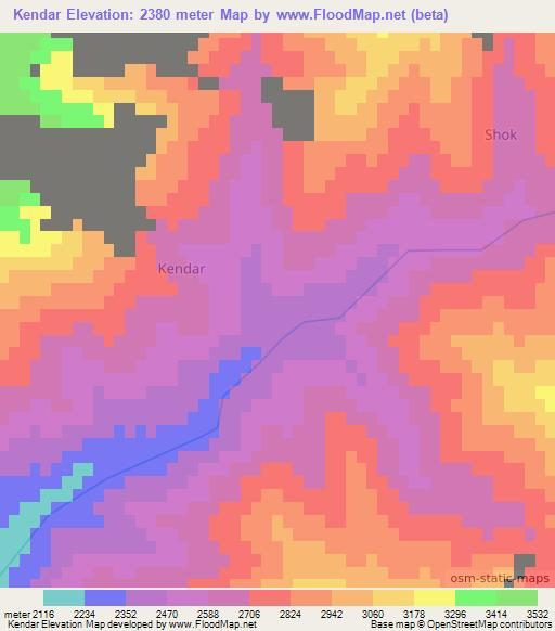 Kendar,Afghanistan Elevation Map