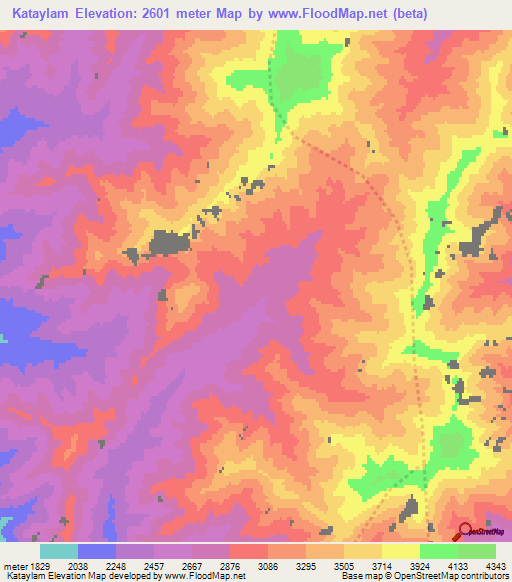 Kataylam,Afghanistan Elevation Map