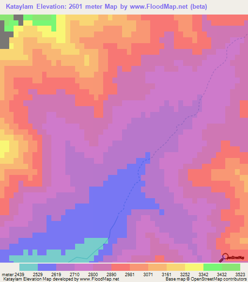 Kataylam,Afghanistan Elevation Map