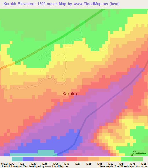 Karukh,Afghanistan Elevation Map