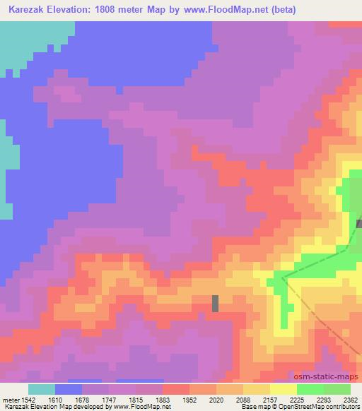 Karezak,Afghanistan Elevation Map