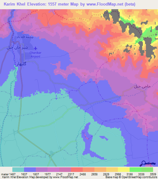Karim Khel,Afghanistan Elevation Map