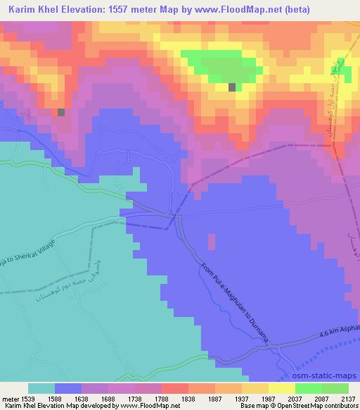 Karim Khel,Afghanistan Elevation Map