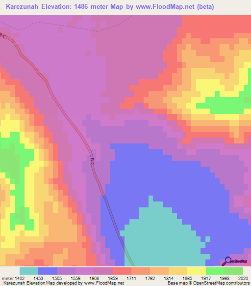 Karezunah,Afghanistan Elevation Map