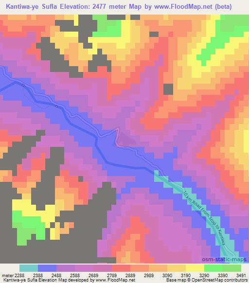 Kantiwa-ye Sufla,Afghanistan Elevation Map