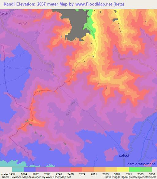 Kandi,Afghanistan Elevation Map