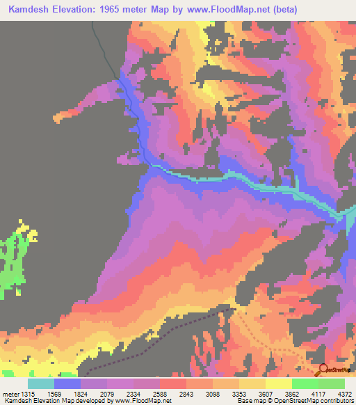 Kamdesh,Afghanistan Elevation Map