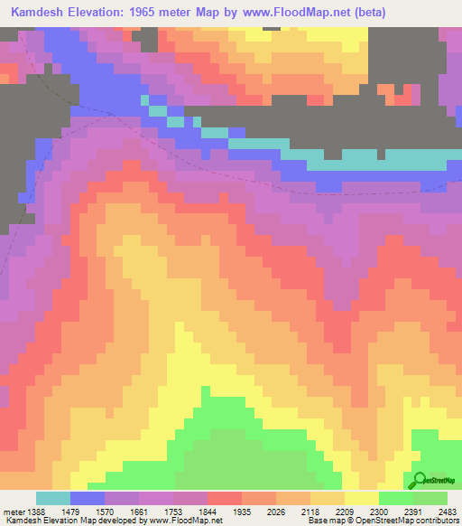 Kamdesh,Afghanistan Elevation Map