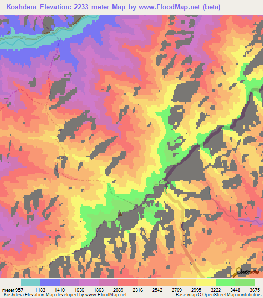 Koshdera,Afghanistan Elevation Map
