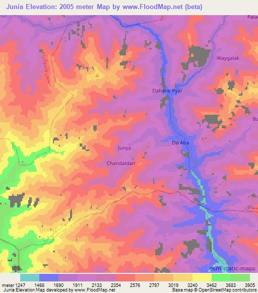 Junia,Afghanistan Elevation Map