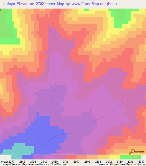 Jolayn,Afghanistan Elevation Map