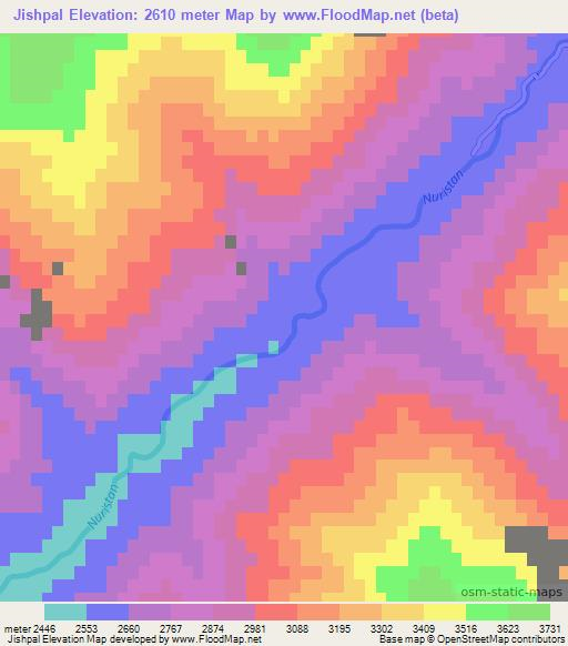 Jishpal,Afghanistan Elevation Map
