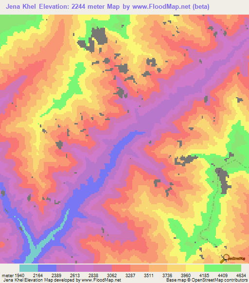 Jena Khel,Afghanistan Elevation Map