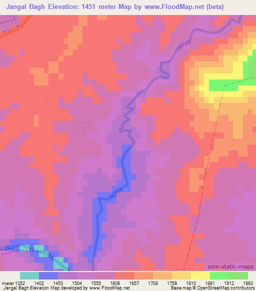 Jangal Bagh,Afghanistan Elevation Map