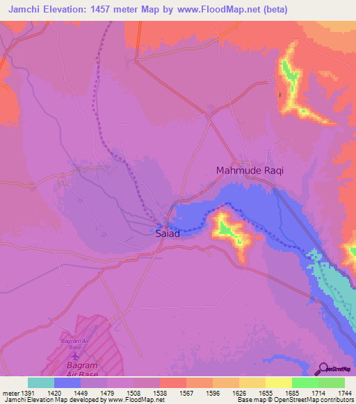 Jamchi,Afghanistan Elevation Map