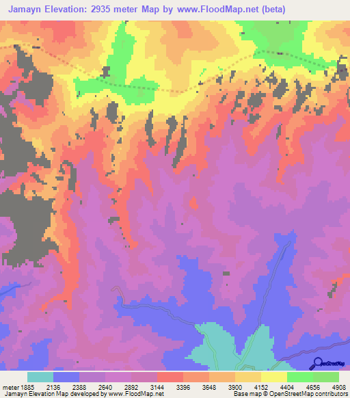 Jamayn,Afghanistan Elevation Map