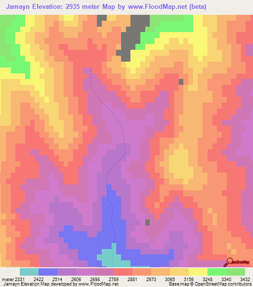 Jamayn,Afghanistan Elevation Map