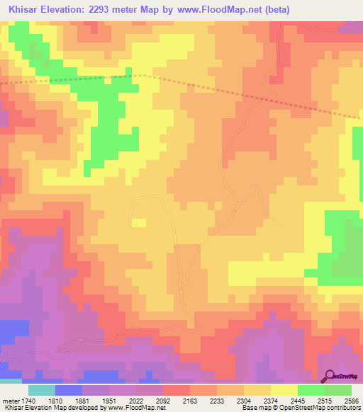 Khisar,Afghanistan Elevation Map
