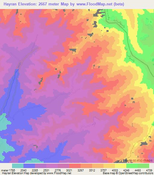 Hayran,Afghanistan Elevation Map
