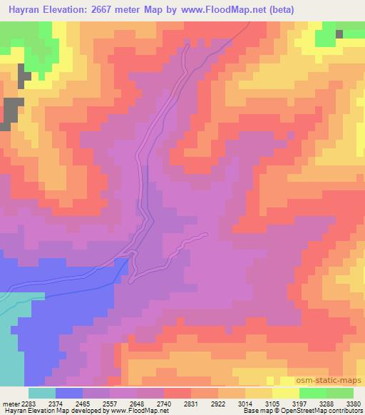 Hayran,Afghanistan Elevation Map