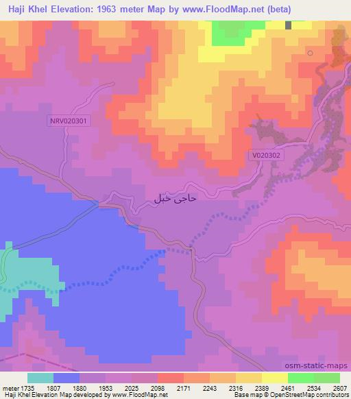 Haji Khel,Afghanistan Elevation Map