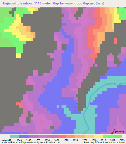 Hajiabad,Afghanistan Elevation Map