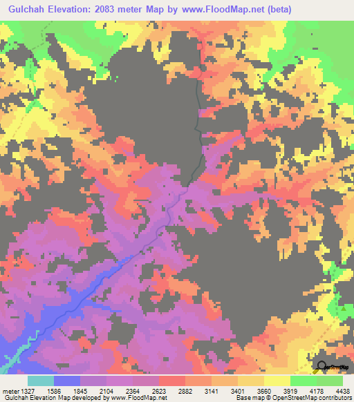 Gulchah,Afghanistan Elevation Map