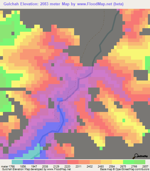 Gulchah,Afghanistan Elevation Map