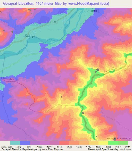 Goraprai,Afghanistan Elevation Map