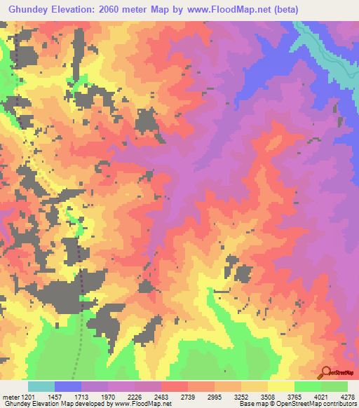 Ghundey,Afghanistan Elevation Map
