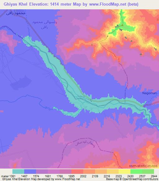 Ghiyas Khel,Afghanistan Elevation Map