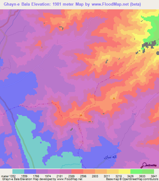 Ghayn-e Bala,Afghanistan Elevation Map