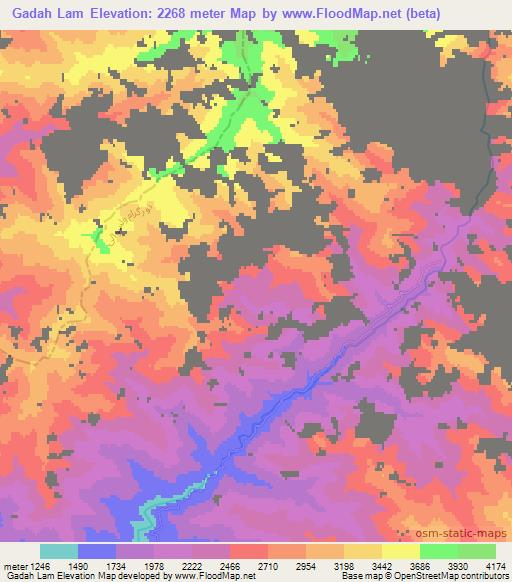 Gadah Lam,Afghanistan Elevation Map