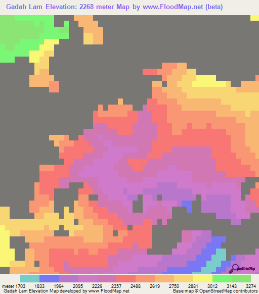 Gadah Lam,Afghanistan Elevation Map