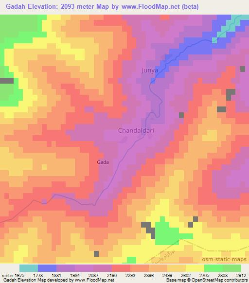 Gadah,Afghanistan Elevation Map