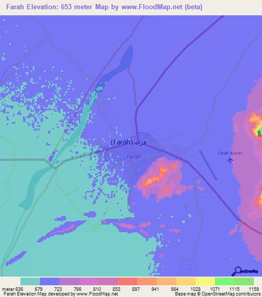 Farah,Afghanistan Elevation Map
