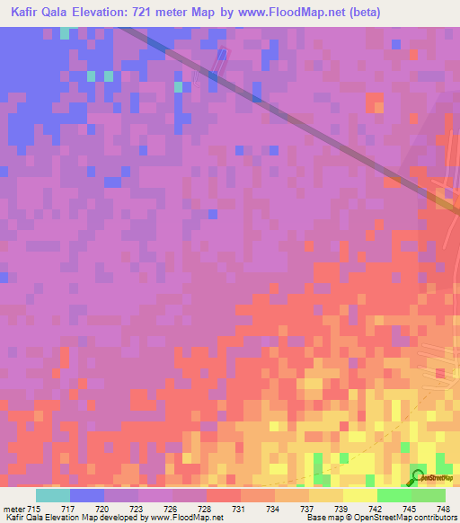 Kafir Qala,Afghanistan Elevation Map