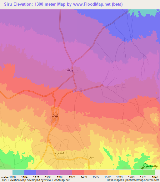 Siru,Iran Elevation Map