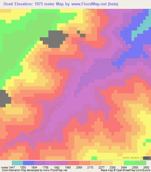Dosti,Afghanistan Elevation Map
